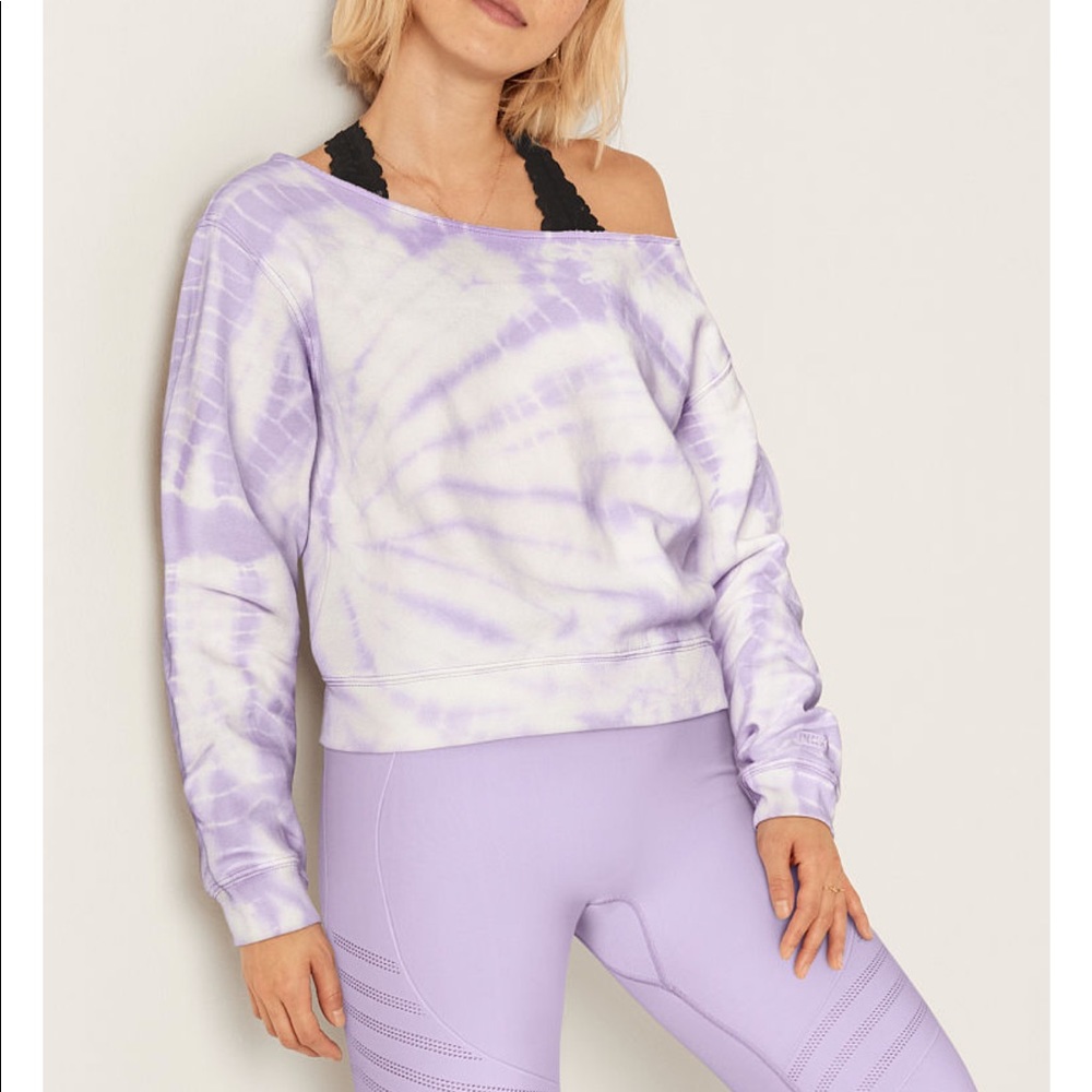 PINK Open-neck crew sweater